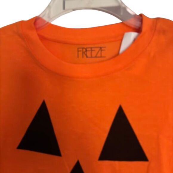 FREEZE Long Sleeve Halloween Jack O Lantern Face Raw Hem Size L Crop Top #L - Picture 3 of 5